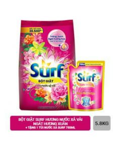 Bột Giặt Surf Nước Hoa 5.8kg Tặng Túi Giặt 750g